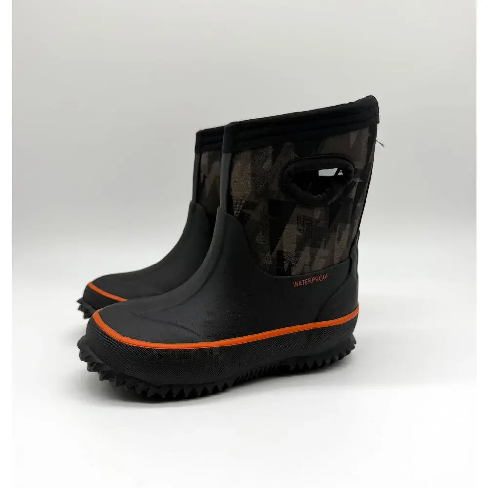 Cat & Jack Kids Waterproof Rain Boots Black Orange Neoprene Size 8 Target
